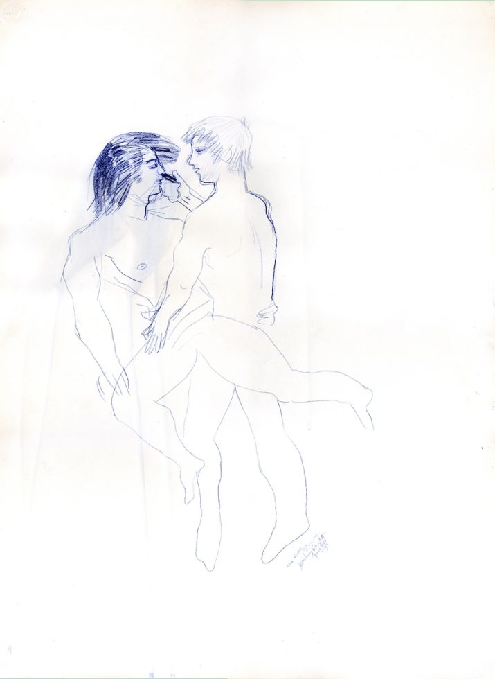 A drawing of two nude figures.