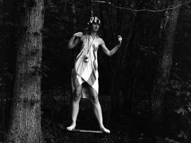 A black and white photograph of a sculpture.