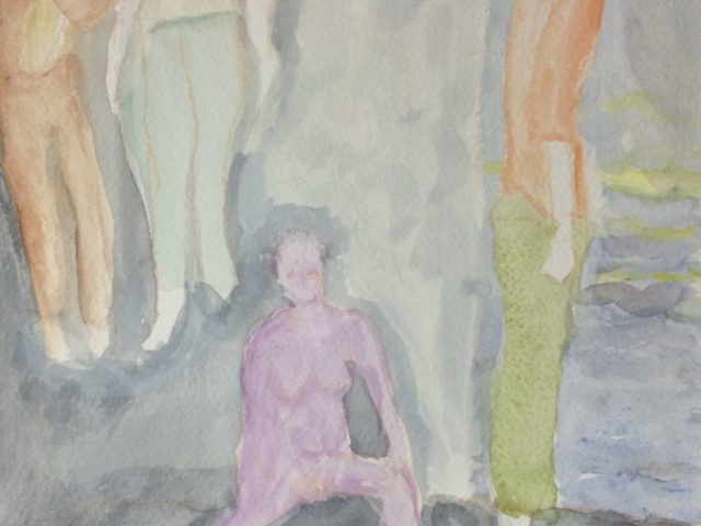A scene of multiple figures rendered in various tones.