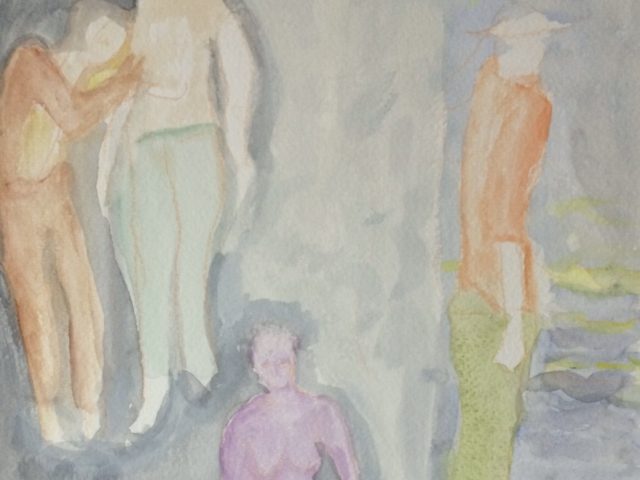 A scene of multiple figures rendered in various tones.
