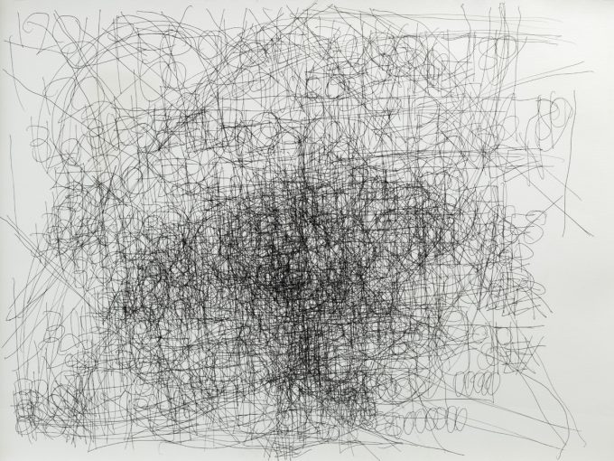 A sketchy drawing in black ink on white paper.