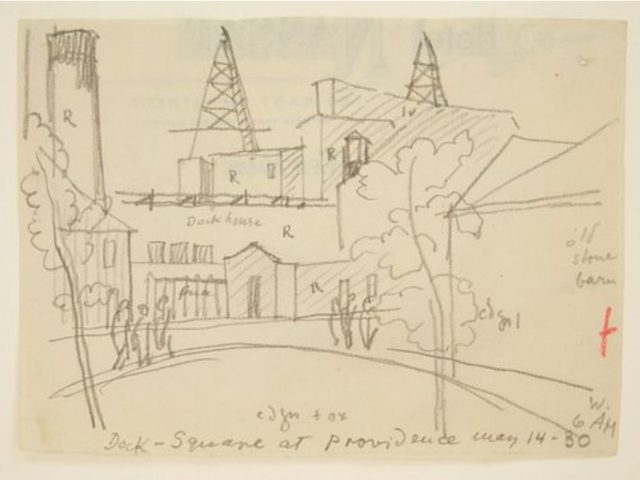 This line drawing depicts Providence, RI.