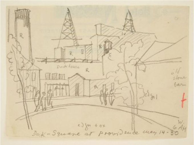This line drawing depicts Providence, RI.