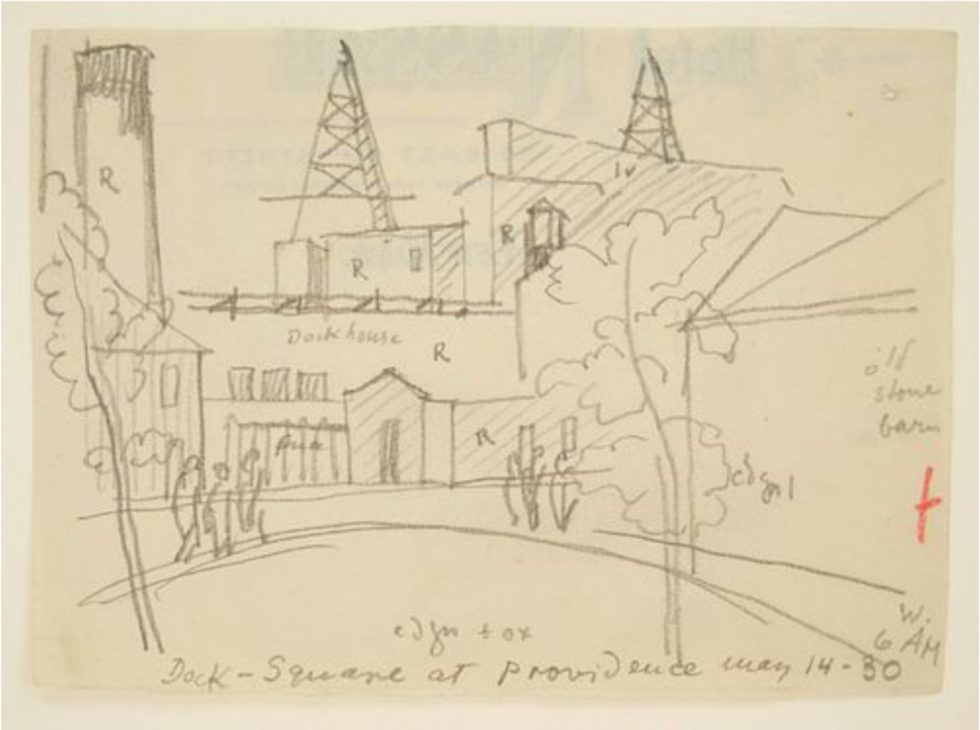 This line drawing depicts Providence, RI.