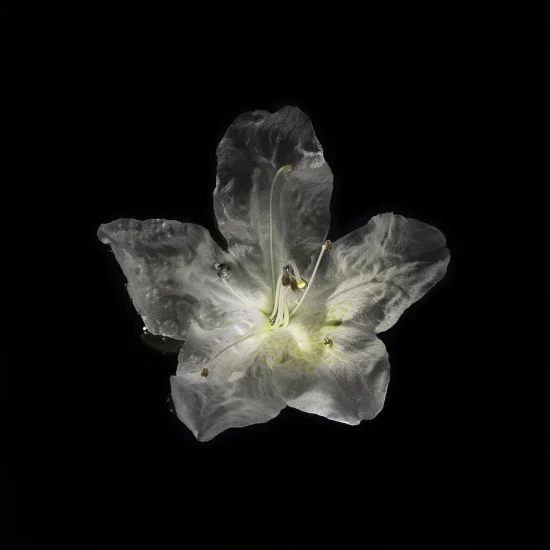 This image shows a Little Leaf Cordia (Cordia Parvifolia) flower, seen from above against a black background.