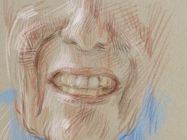 This is an illustration of the lower part of someone's face as they smile.