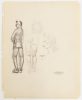 This is a sketch of the profile of a woman in multiple iterations.