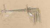This is a sketch of clothespins holding together an art portfolio.