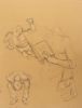 This is a sketch of three figures, one reading, one curled up in the bottom right, and one floating on its back in the top left.