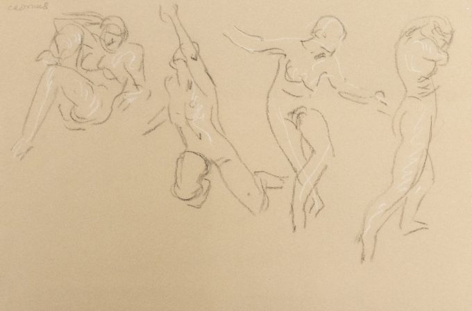 This is a sketch of a figure in motion in 4 different iterations.