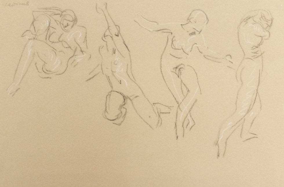 This is a sketch of a figure in motion in 4 different iterations.