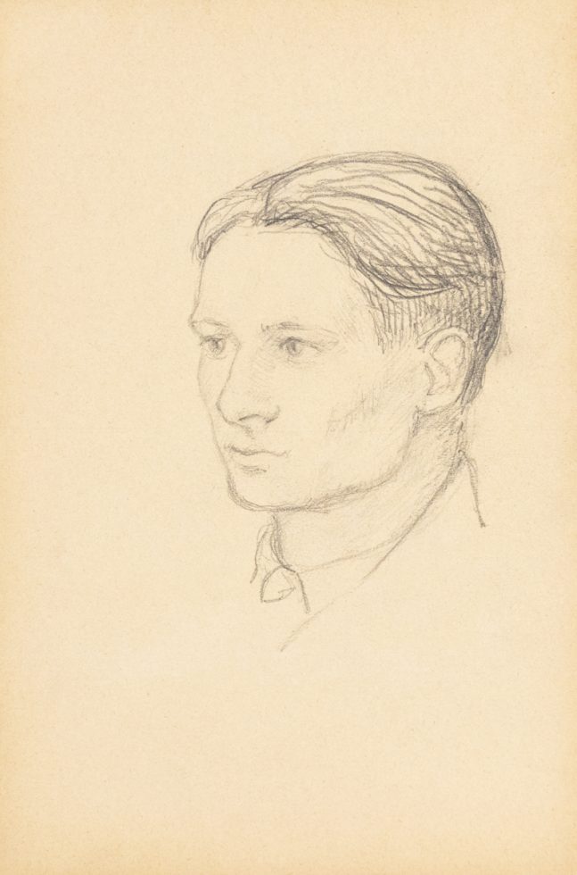This drawing depicts the outline of a man's head.