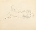 This is a pencil sketch of a nude man laying down.