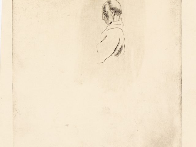 In this drawing, the faint outline of a man's upper body is pictured in the upper right corner of the page.