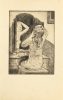 This is a pencil drawing of a woman fixing her hair in the mirror.