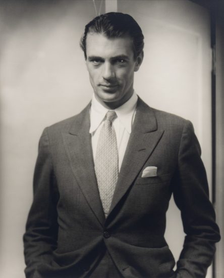 This is a black and white photograph of actor Gary Cooper.