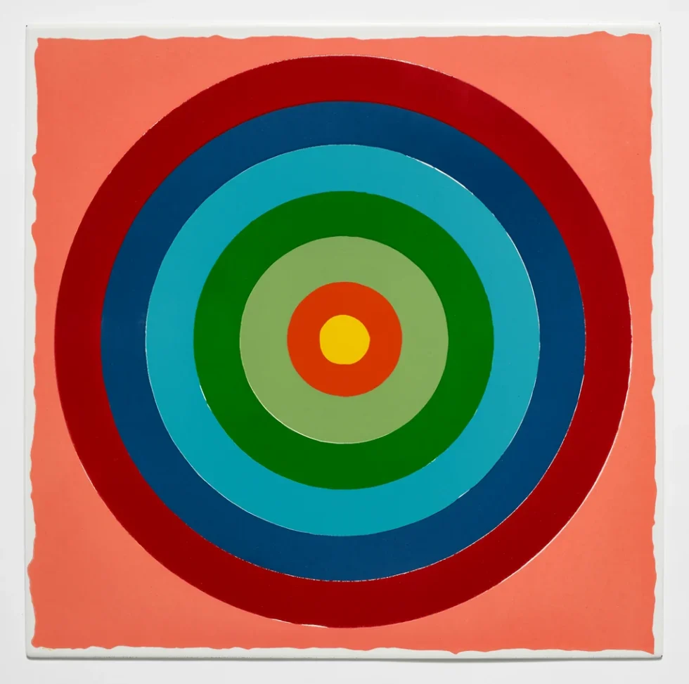 This painting depicts a colorful target.