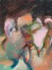 This painting depicts a brightly colored couple kissing passionately.